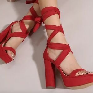 Elegant Red Strappy Heels
